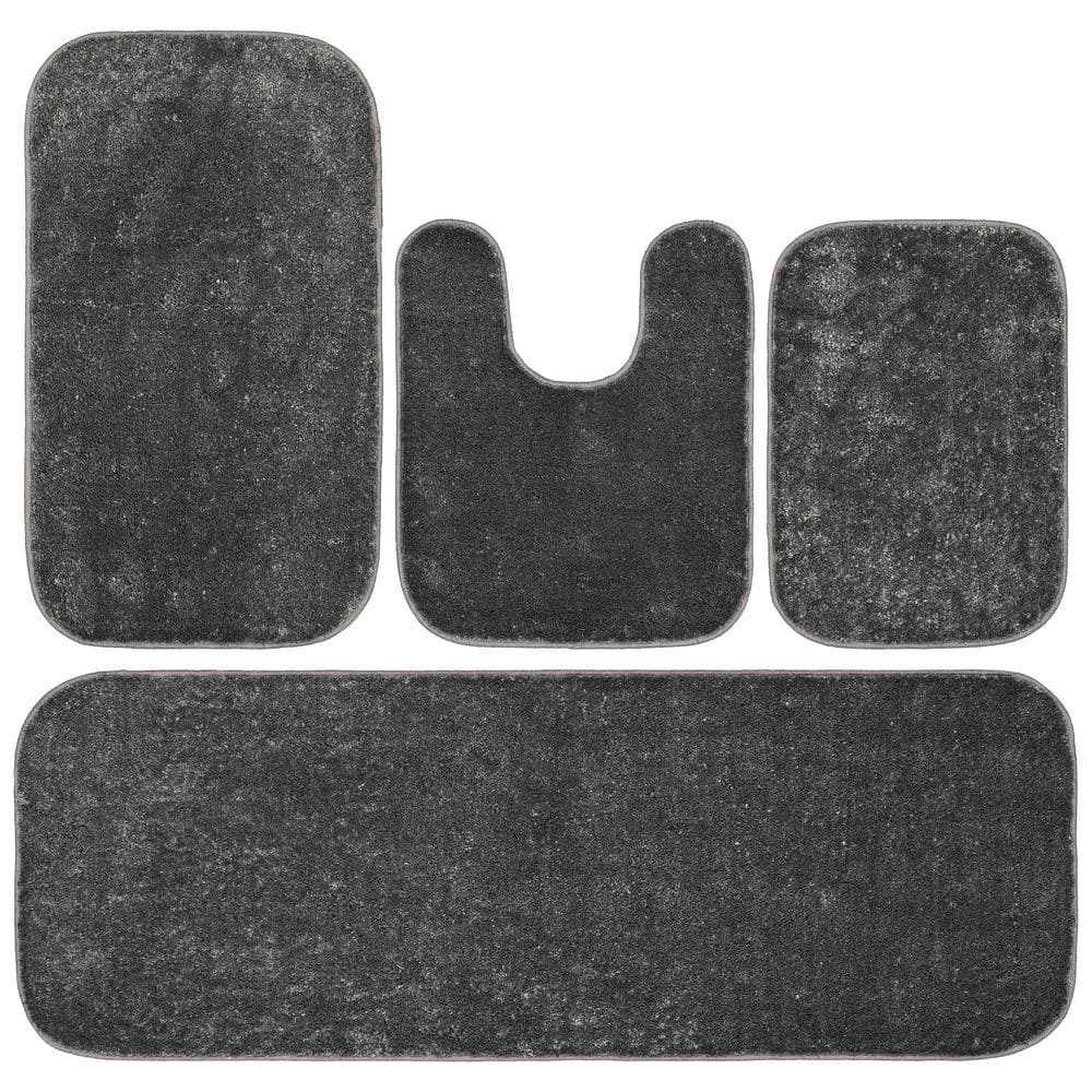 Garland Rug Gramercy Cinder Gray Solid Plush Rectangle 4Piece (No Lid