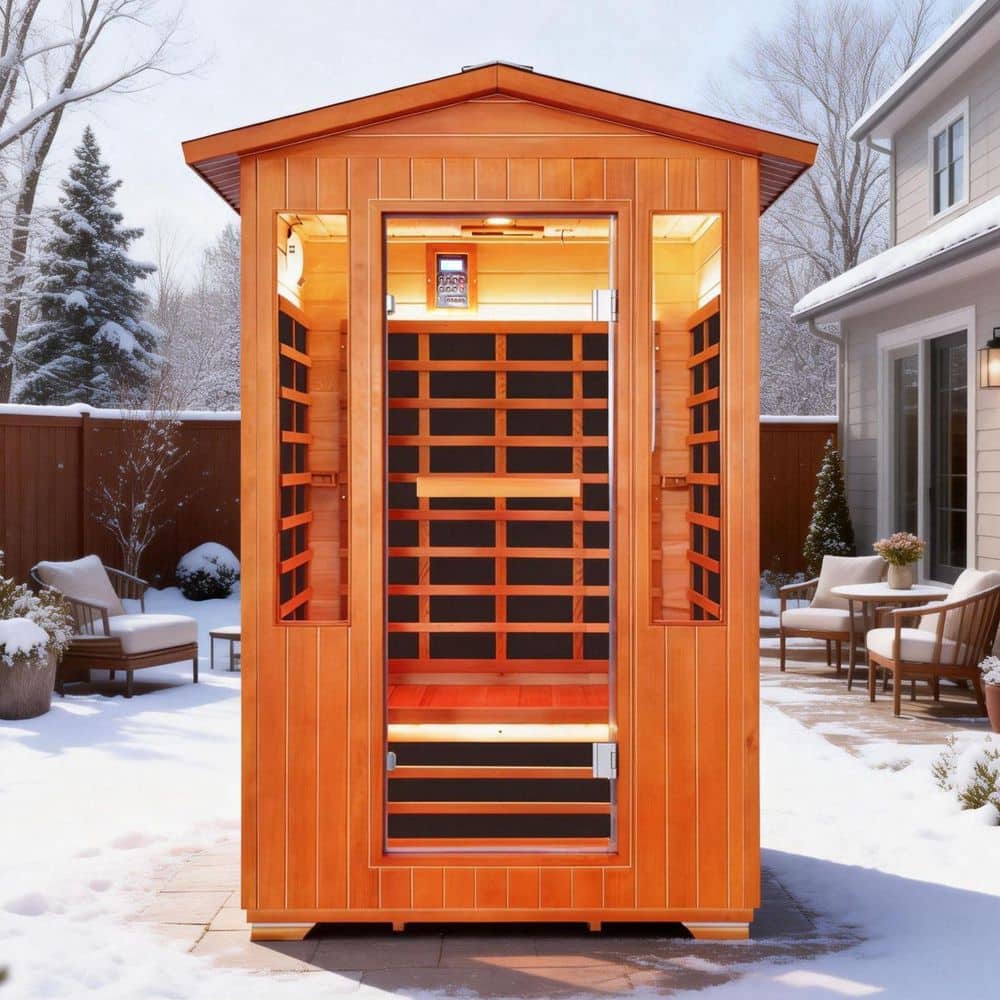 Spygo Moray 2-Person Outdoor Infrared Sauna in Red Cedar Wood with