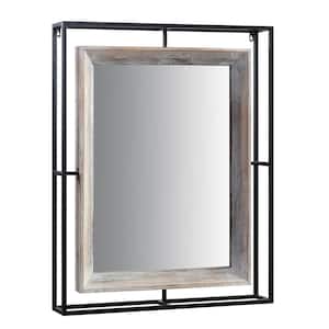 Medium Rectangle Black And Gray Classic Mirror (35.4 in. H x 27.6 in. W)