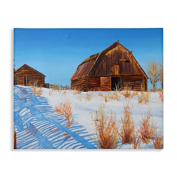 Stupell Industries Winter Country Barn byAndrew Kiss 1 Piece Unframed Graphic Print Nature Poster Art Print 48 in. x 36 in.