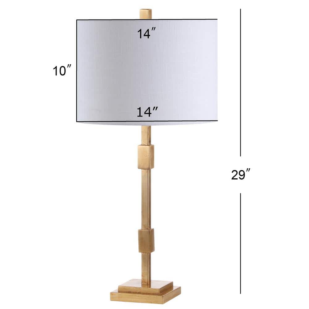 Transitional 29" Gold Leaf Column Table Lamp with Linen Shade