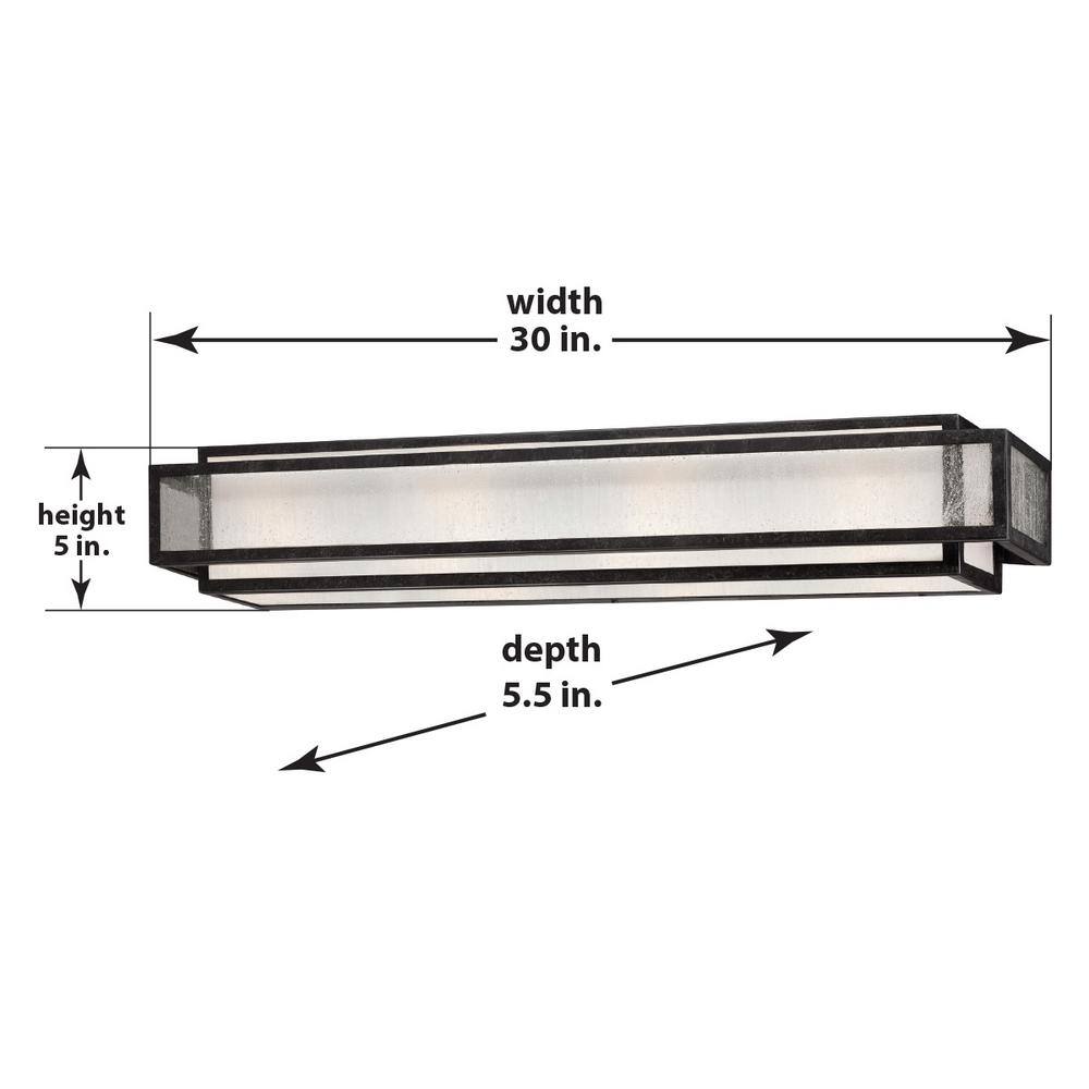 Aged Charcoal 30" 4-Light Bath Vanity with Clear Seeded Glass