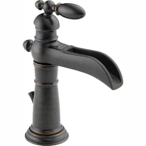 Victorian Single Hole Single-Handle Open Channel Spout Bathroom Faucet with Metal Drain Assembly in Venetian Bronze