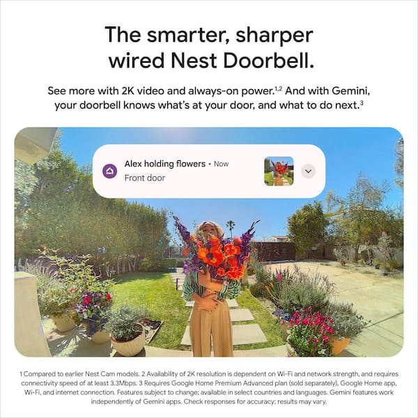 Google Nest Doorbell (Wired, 3rd gen) Hazel GA09968-US The