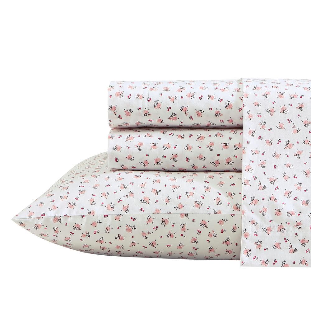BETSEY JOHNSON Baby Buds 3-Piece Pink Cotton Twin Sheet Set