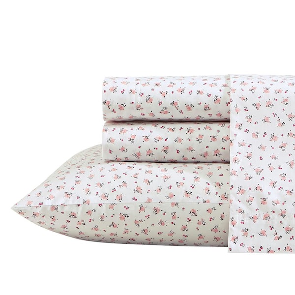 BETSEY JOHNSON Baby Buds 4-Piece Pink Cotton King Sheet Set