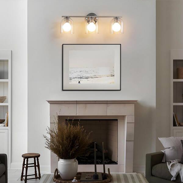 KAISITE 23 in. 3-Light Brushed Nickel Vanity Light with Clear
