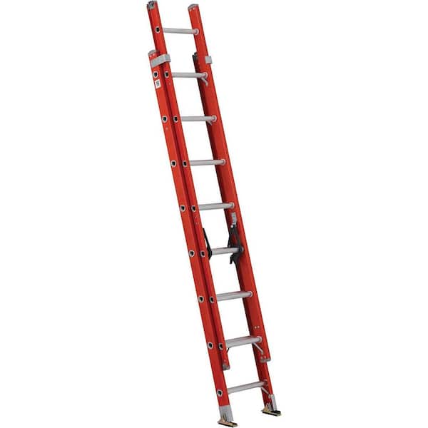 16 ft. Fiberglass Extension Ladder 300 lbs. Load Capacity Type IA Non-Conductive with Maxlock Rung Lock Orange