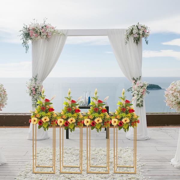 Set of 2 Clear Acrylic Frame, 24'' x 9'' Display Flower Stand Risers  Decorative Pedestals Centerpiece for Wedding Event Party Props