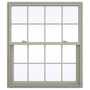 41.5 in. x 41.5 in. V-2500 Series Desert Sand Vinyl Single Hung Window with Colonial Grids/Grilles
