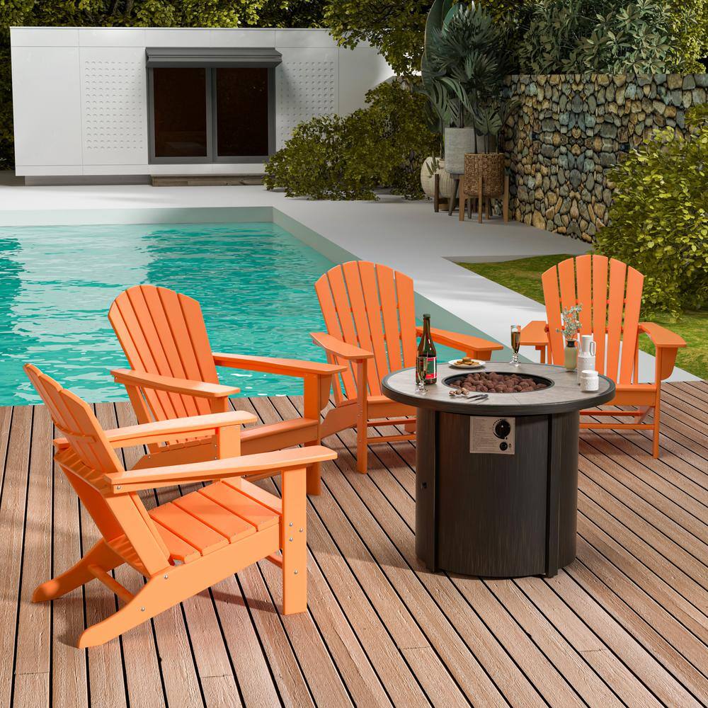 WESTIN OUTDOOR Mayville Orange 5Piece Plastic Adirondack Patio Fire