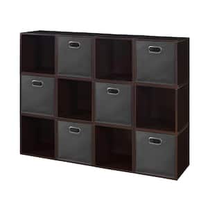 39 in. H x 52 in. W x 13 in. D Brown Wood 18-Cube Organizer