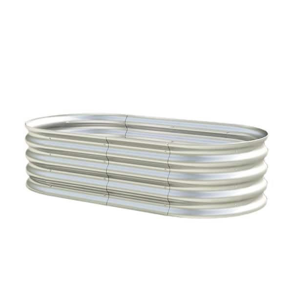 96 in. L x 48 in. W x 12 in. H Outdoor Rust Resistant Silver Galvanized Metal Raised Garden Bed