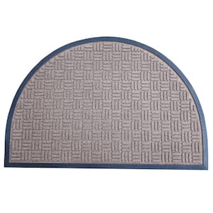 Indoor Outdoor Doormat Beige 24 in. x 36 in. Checker Half Round Floor Mat