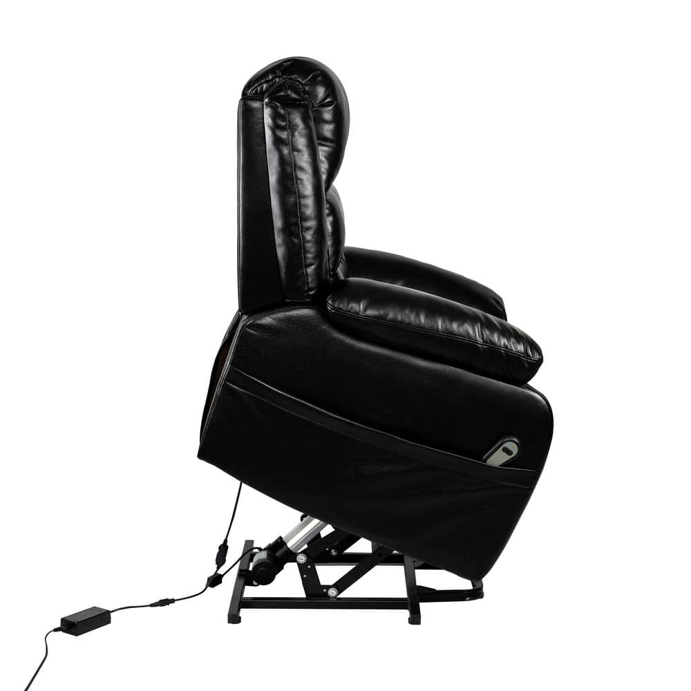 MAYKOOSH Black Faux Leather Standard (No Motion) Recliner With Power ...