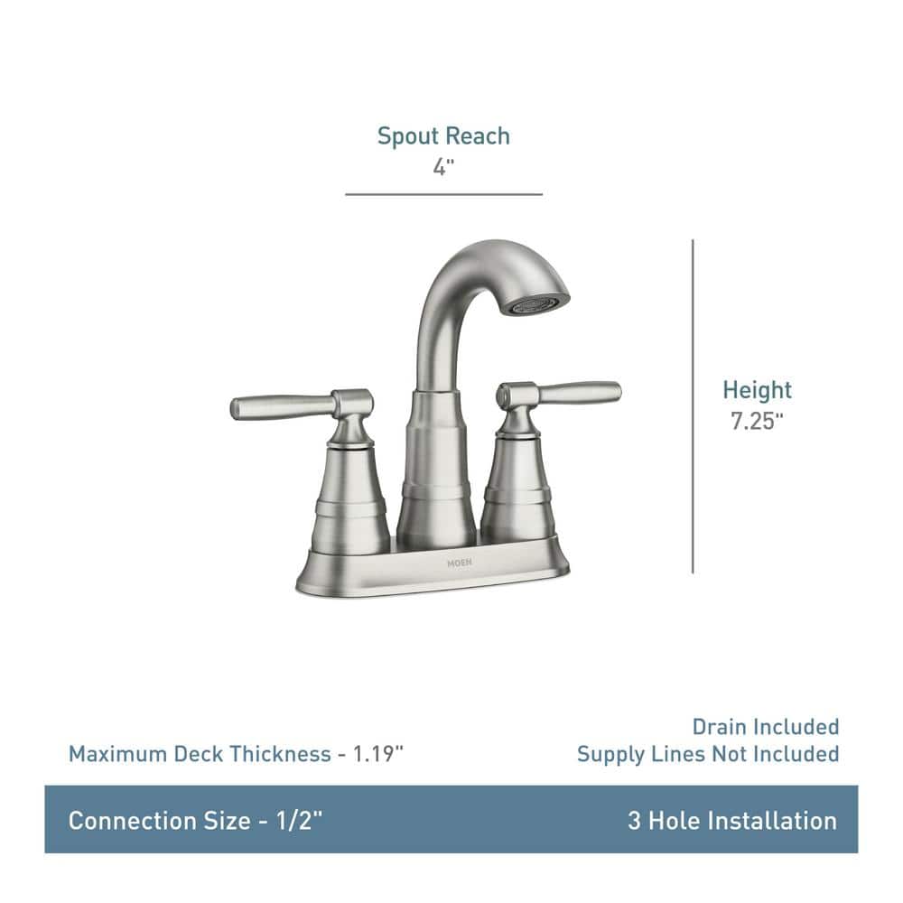 Halle Spot Resist Brushed Nickel Two-Handle Bathroom Faucet with Drain Assembly