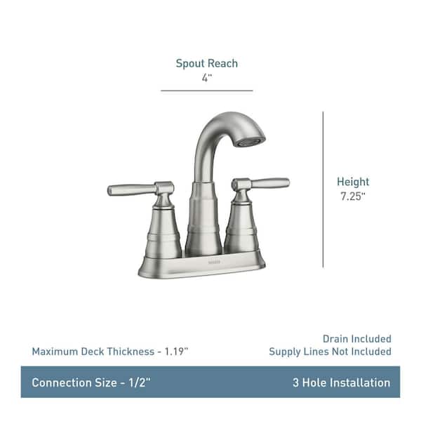 MOEN Halle 4 in. Centerset 2-Handle Bathroom Faucet in Spot Resist