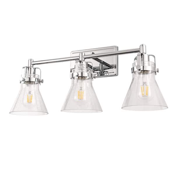 YANSUN 22 in. 3-Light Brushed Nickel Vanity Light, Elegant Bathroom Fixture