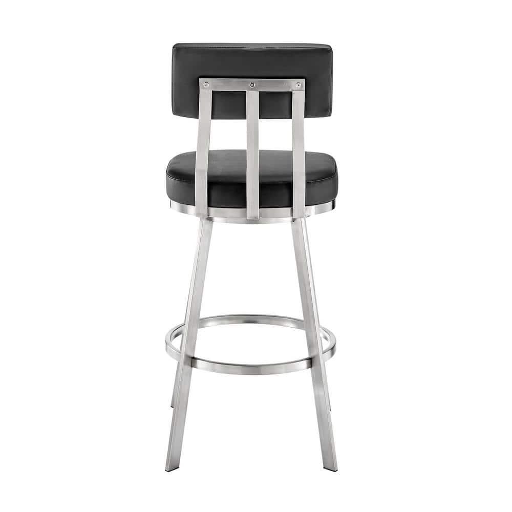 Luxe Black Leather & Chrome Swivel Adjustable Counter Stool