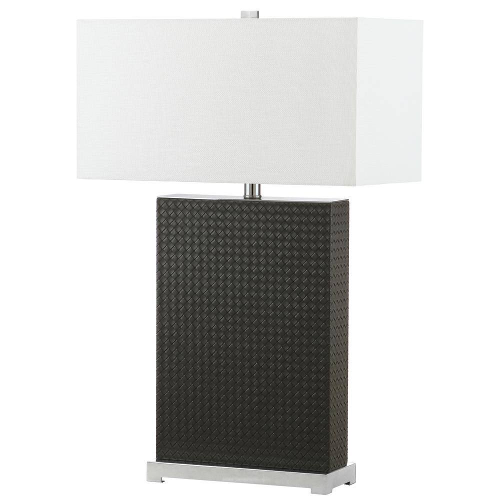 Joyce 27.75" Grey Faux Leather Table Lamp Set