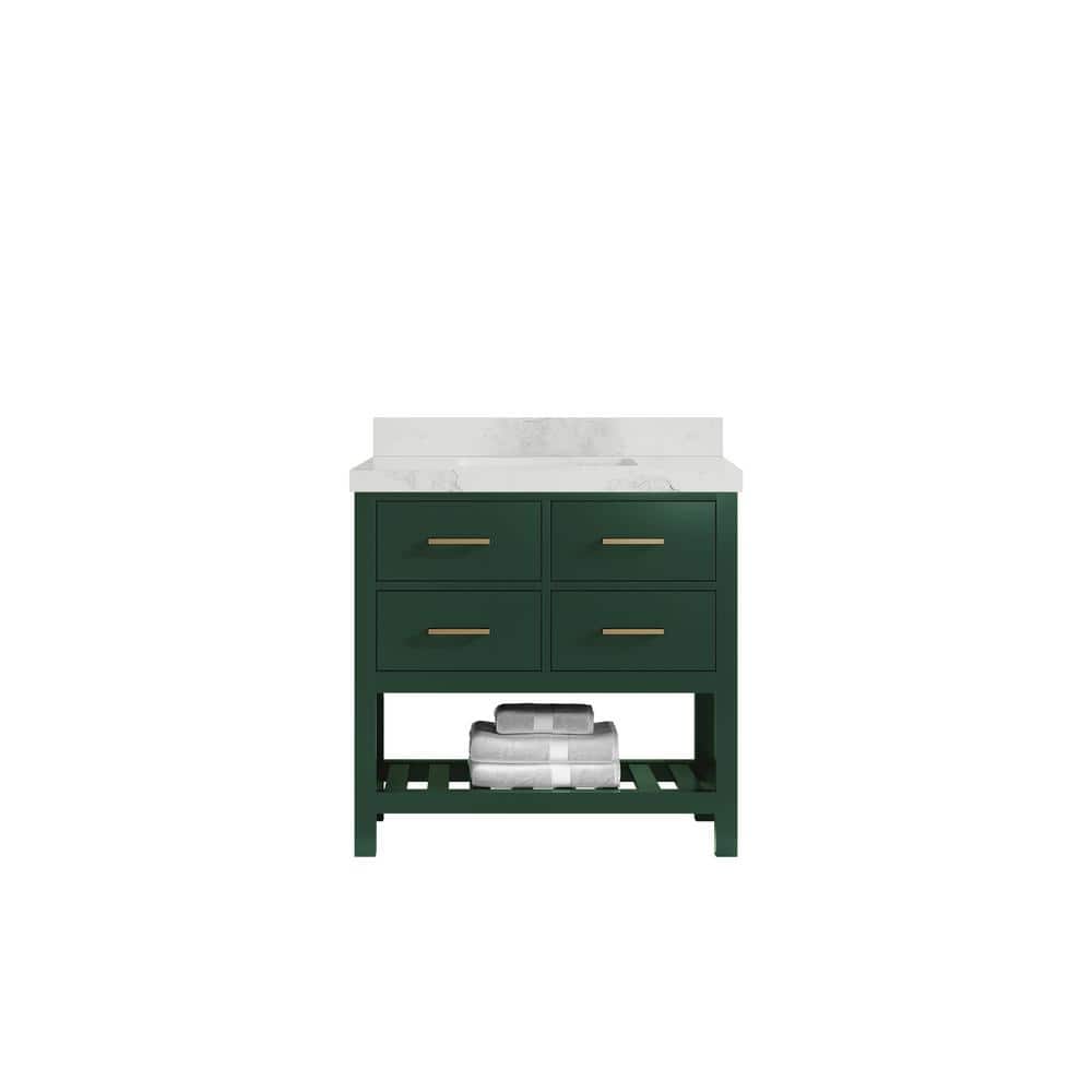Parker 36 in. W x 22 in. D x 36 in. H Center Sink Bath Vanity in Lafayette Green with 2 in. Calacatta Nuvo Top price history on PriceWatchPro