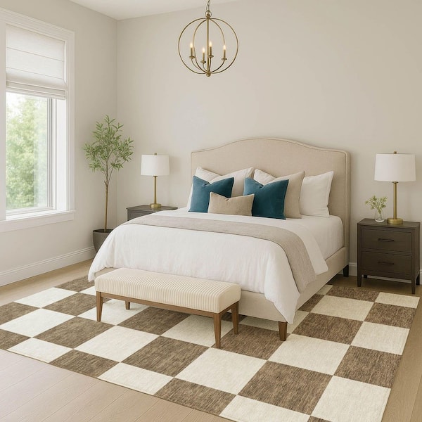 Chantille Machine Washable Indoor/Outdoor Abstract ACN2345 Chocolate 8 ft. x 10 ft. Area Rug