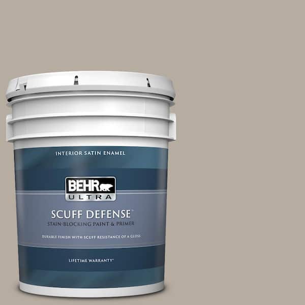 BEHR ULTRA 5 gal. #PPU18-13 Perfect Taupe Extra Durable Satin Enamel Interior Paint & Primer