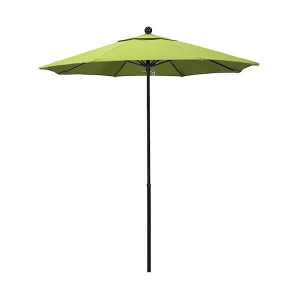 California Umbrella 7.5 ft. Black Fiberglass Commercial Market Patio Umbrella with Fiberglass Ribs and Push Lift in Parrot Sunbrella