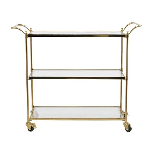 Luxe Rachel Zoe 3-Tier Brass Bar Cart with Glass Shelves - QVC.com