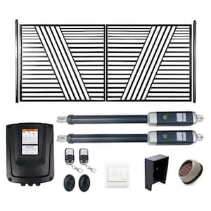 18 ft. x 6 ft. Automated Steel Sofia Dual Swing Black Steel Driveway Gate and Gate Opener Kit ETL Listed Fence Gate