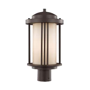 Crowell 1-Light Outdoor Antique Bronze Post Light with LED Bulb