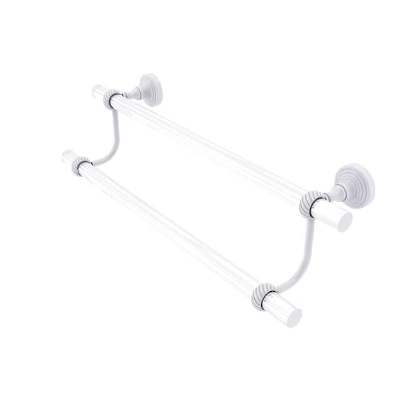 Allied Brass Pacific Grove Collection 18 in. Wall Mounted Double Towel Bar with Twisted Accents in Matte White