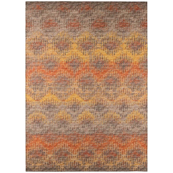 Bravado Orange 5 ft. x 7 ft. 6 in. Geometric Indoor/Outdoor Washable Area Rug