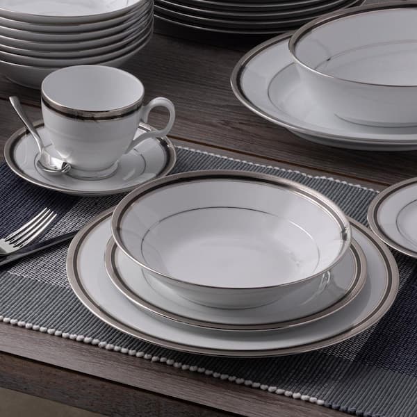 Noritake Austin Platinum 50-Piece Dinnerware Set (White) Porcelain