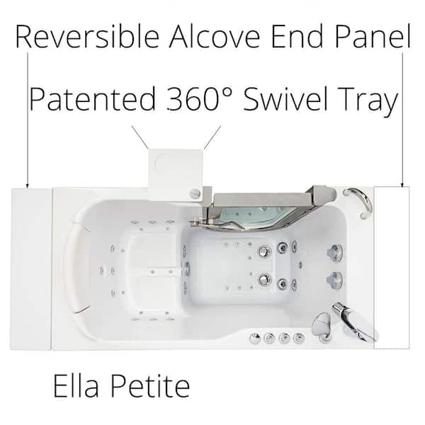 Petite 52 in. x 28 in. Walk-In Whirlpool and Air Bath Bathtub in White, 2 Piece Fast Fill Faucet, LHS 2 in. Dual Drain