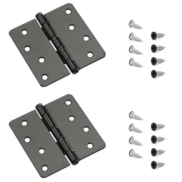 Onward 4 in. x 4 in. Black Full Mortise Butt Hinge with Removable Pin (2-Pack)