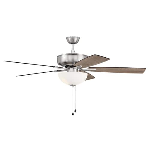 Pro Plus-211 52 in. Indoor Dual Mount Brushed Polished Nickel Ceiling Fan with Optional LED White Bowl Light Kit Lighting