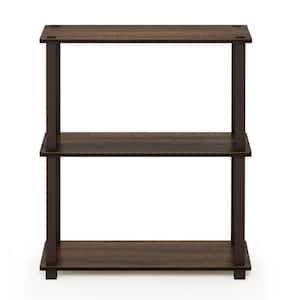 29.5 in. Walnut/Brown 3-shelf Etagere Bookcase with Open Back