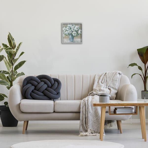 Round Painted Roses by Carol Robinson Gray Framed Nature Giclee Art Print 12 in. x 12 in.