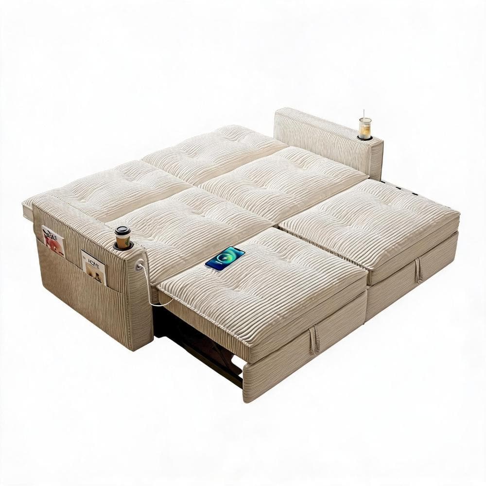 73.2 in. White Corduroy Twin Size Sofa Bed with Memory Foam, 2-in-1 Convertible Design for Living Room & Small Spaces price history on PriceWatchPro