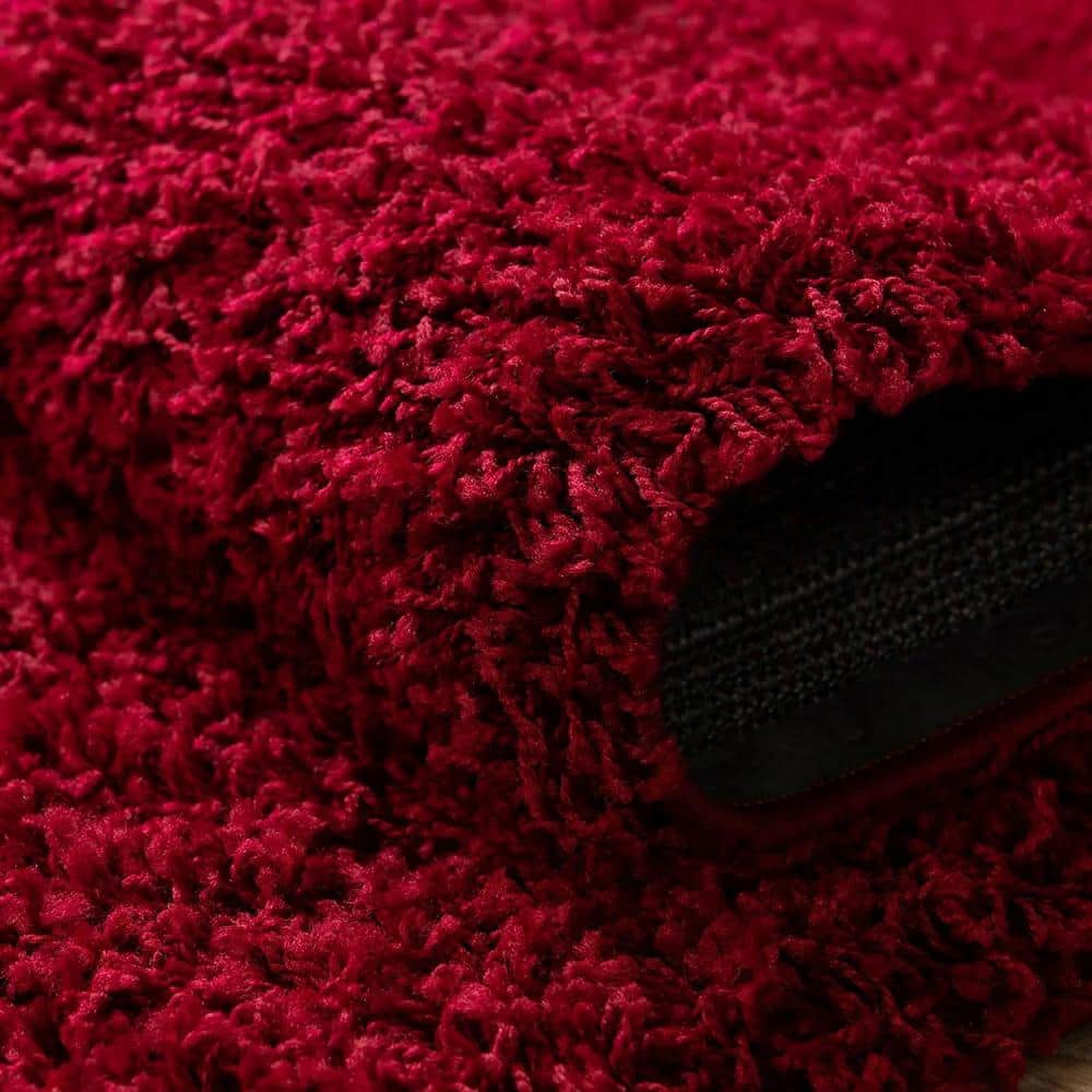 Calabasas Red Round Shag Indoor Area Rug
