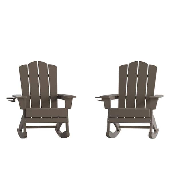 Carnegy Avenue Brown Plastic Outdoor Rocking Chair (Set of 2)