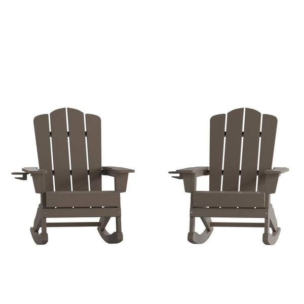 thumbnail image 2 of SERWALL Outdoor Rocking Chair Set Of 2, HDPE Patio Rocker For Lawn Porch Yellow 2 of 10