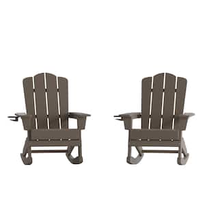 Brown Plastic Outdoor Rocking Chair (Set of 2)