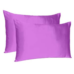 Amelia Purple Merlot Solid Color Satin Standard Pillowcases (Set of 2)