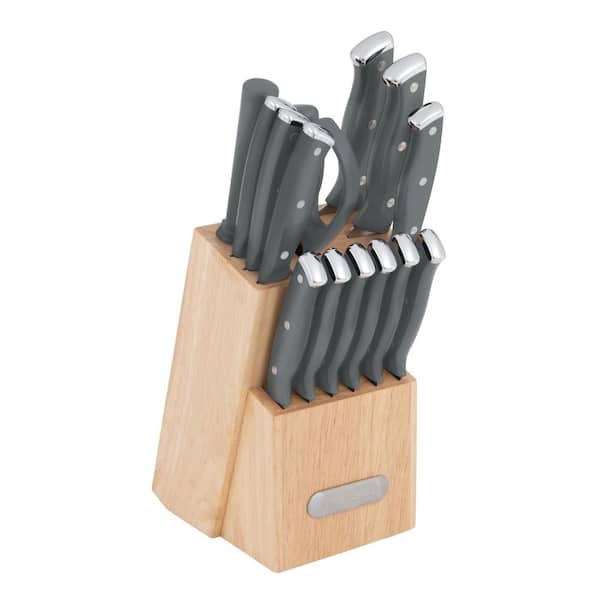 Farberware 15-Piece Triple Riveted Stainless Steel Knife Block Set