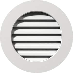 19 in. x 19 in. Round White PVC Paintable Gable Louver Vent
