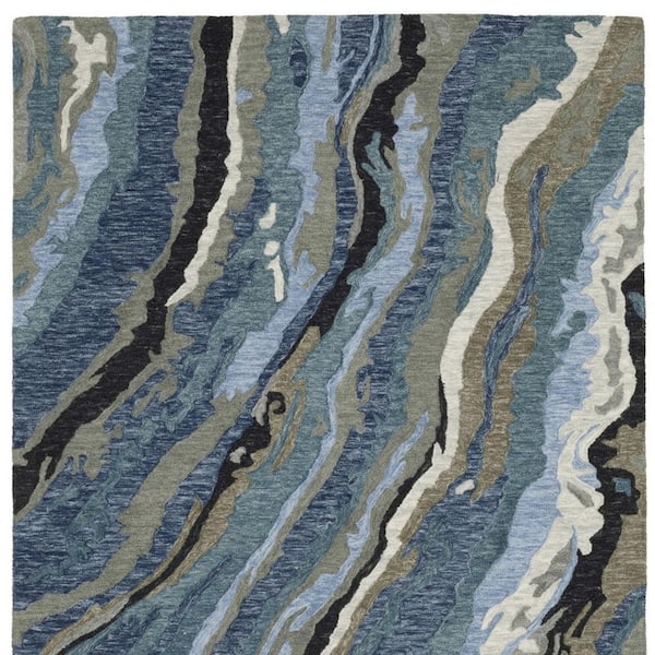 8 ft. x 10 ft. Blue, Teal Abstract Washable Area Rug