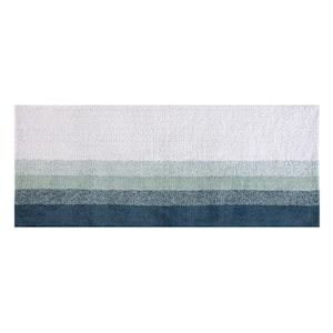 Avebury Blue 24 in. x 60 in. Stripe Cotton Bath Mat