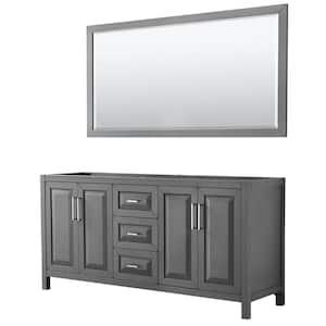 Daria 71 in. Double Bathroom Vanity Cabinet Only with 70 in. Mirror in Dark Gray